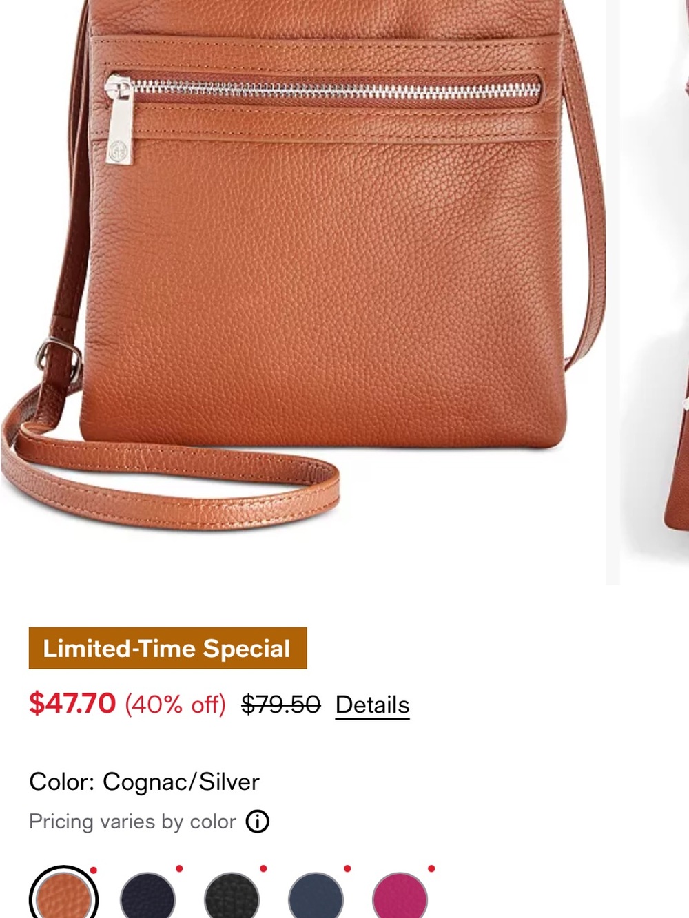 Giani Bernini Women's Triple-Zip Pebble Leather Dasher Crossbody